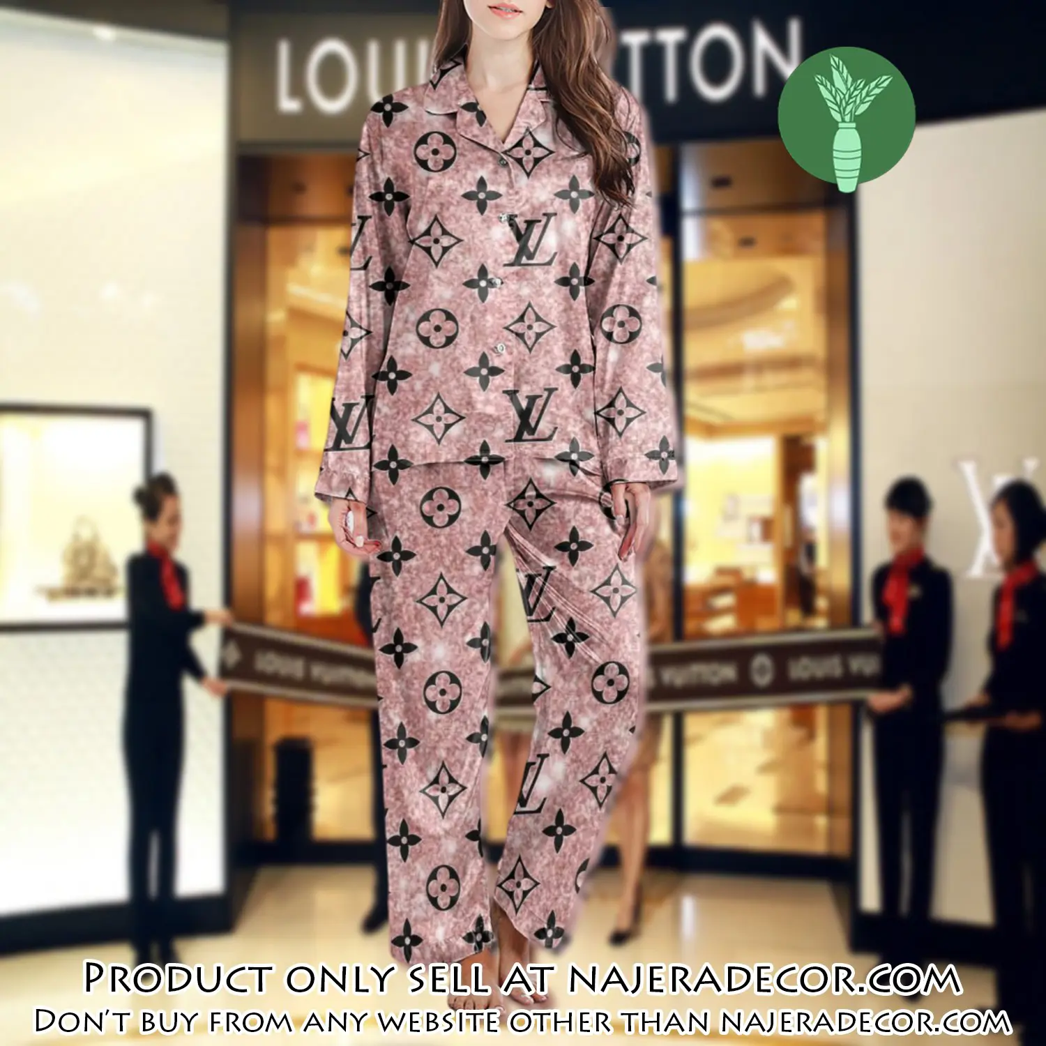 Lv monogram long satin pajama set pjs1021 njr3806365